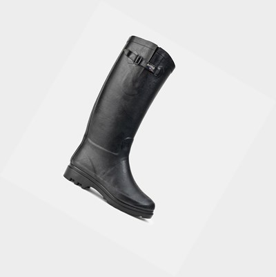 Black Aigle Fur-lined Rubber Women's Seaside Boots | OFS563128