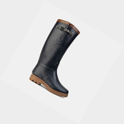 Black Aigle Fur-lined Rubber Women's Seaside Boots | PZJ168045