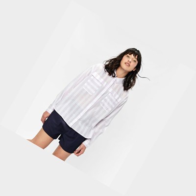 White Aigle Striped Long-sleeved Blouse Women's Shirts | UQY072153